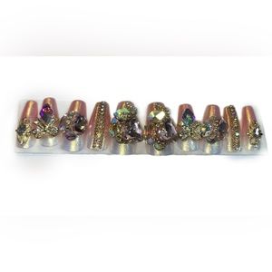 Pink Rhinestone Nails